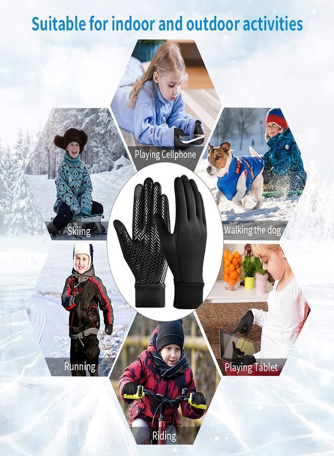 EEFOW Winter Waterproof Touchscreen Kids Gloves: Warm Lightweight Sport Snow Grip Wool Mitten for Age 10-12 Years Boys & Girls Youth Big Children for Ski Cycling Football Riding Soccer - Image 5